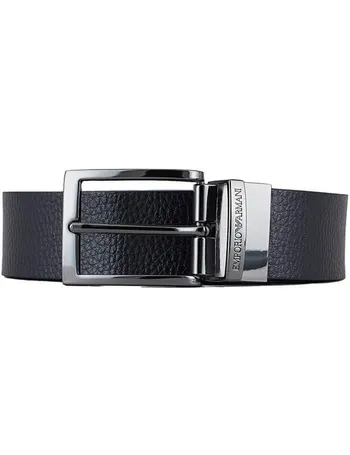 Emporio Armani Blue Black Monogram Reversible Belt - Ferraris Boutique