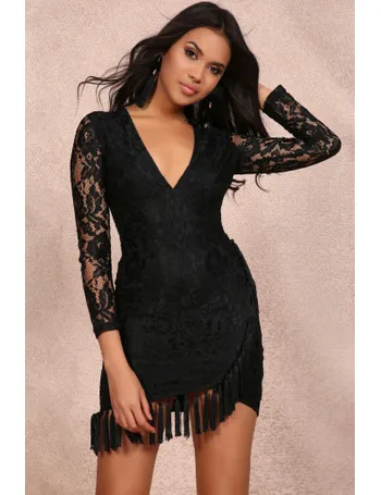 i saw it first black tassel dress