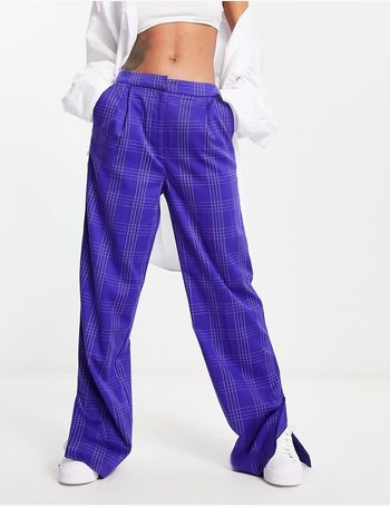 Pieces high waisted wide leg tailored trousers co-ord in blue