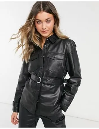 object longline leather jacket