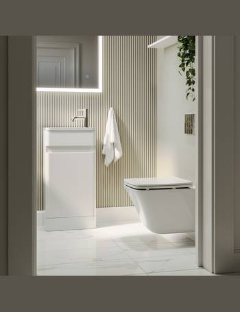 Blue Freestanding Tall Bathroom Cabinet 350mm - Baxenden - Better Bathrooms