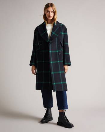 sophili double breasted checked coat