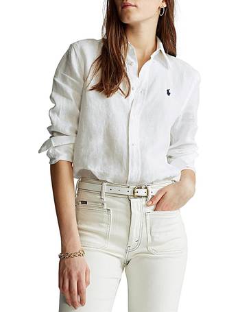 Shop Polo Ralph Lauren Women's White Linen Shirts up to 45% Off | DealDoodle