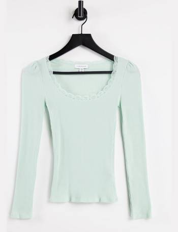 Topshop long sleeve lace pointelle T-shirt in lilac