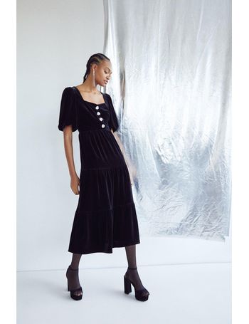 warehouse black velvet dress