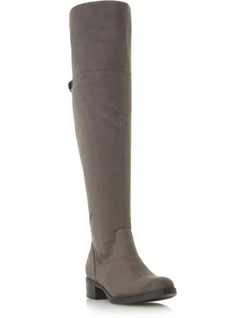 dune grey knee high boots