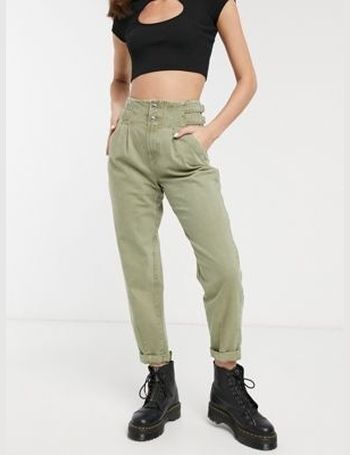 bershka pleat top slouchy trousers