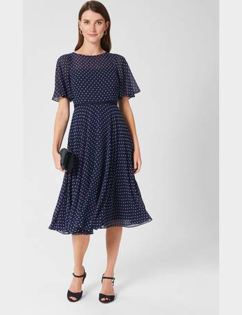 hobbs navy polka dot dress