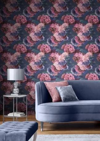 Muriva Dandelion Floral Black Wallpaper - J04219