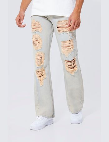 Relaxed Flare All Over Ripped Jeans