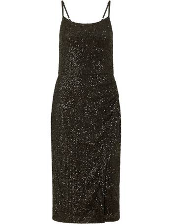 Mela Black Sequin Long Sleeve Bodycon Midi Dress