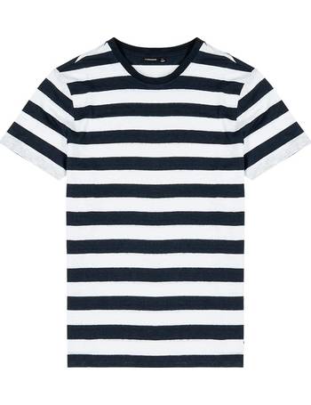 J.Lindeberg Mens Striped Linen T-Shirt 