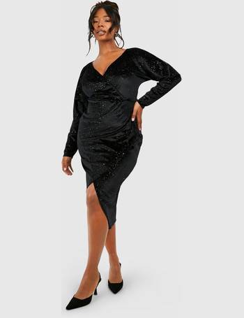 Tall Cut Out One Sleeve Velvet Sequin Dress