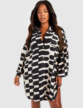 Smudge Print Oversized Shirt Dress