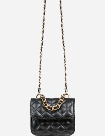 EGO x Molly Mae curved cross-body bag with front flap and ring detail in  black croc