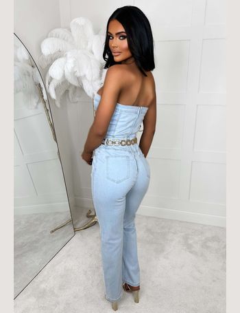 Denim jumpsuit best sale pink boutique