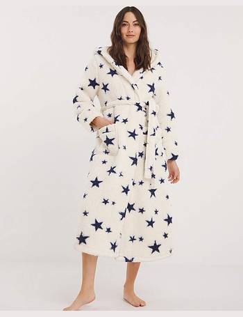 Supersoft Fleece Star Print Hooded Dressing Gown