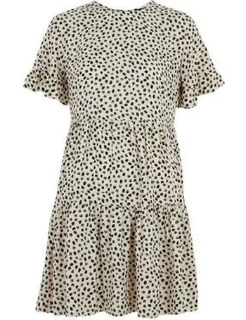 new look tiered midaxi smock dress in polka dot