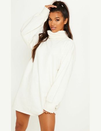 white polo neck jumper dress