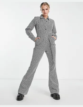 Asos Design tux knot front long sleeve kick flare jumpsuit in