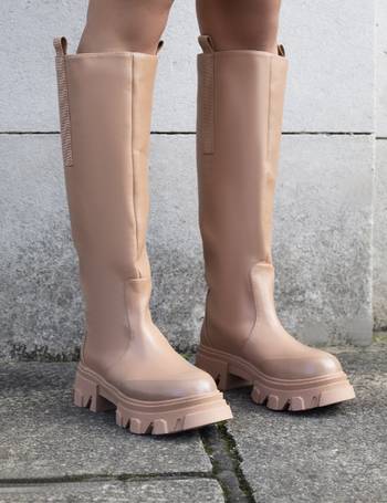 genius off white knee high chunky sole boots