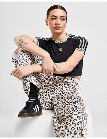 adidas Originals Leopard Luxe flared leggings in black and red leopard  three stripe