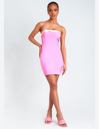 Missyempire bandeau mini dress with contrast satin trim in baby