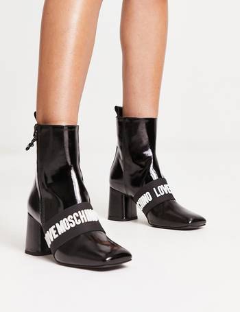 Moschino Women's Lug Sole Leather Biker Boots