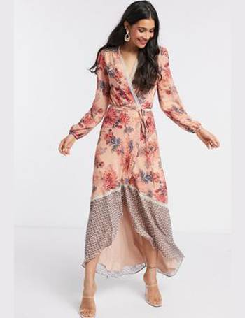 Hope & Ivy Contrast Lace Maxi Dress in Pink