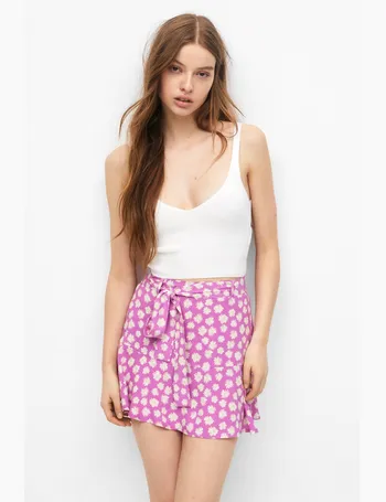 Pull&bear asymmetric floral wrap midi skirt in multi hotsell