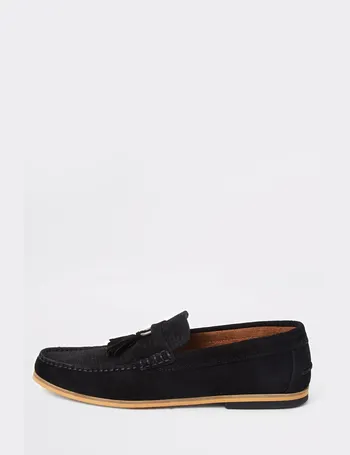 river island mens black loafers