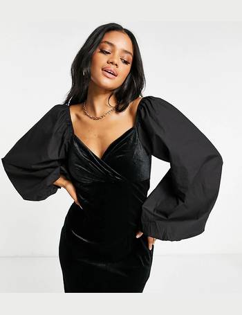 Missguided velvet glitter wrap front mini dress in hot sale black