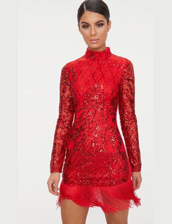 red lace sequin dress