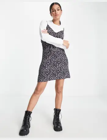 Wednesday's Girl cami mini dress with long sleeve T-shirt layer in leopard