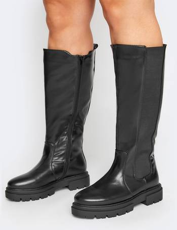 LIMITED COLLECTION Black Chunky Calf Boots In Wide E Fit & Extra