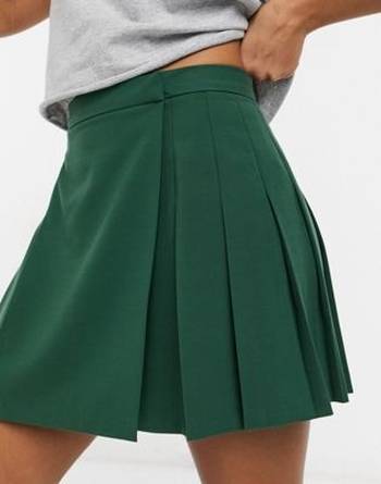 asos design pleated mini skirt in claret