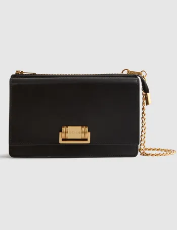 Reiss Elsa Chain-strap Nappa-leather Clutch Bag in Natural