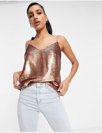 asos gold sequin top