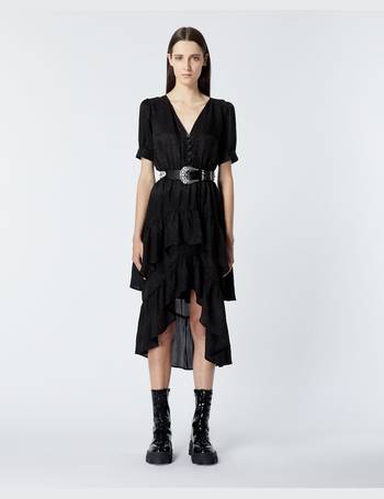 Long buttoned black lace dress