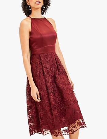 Oasis satin bodice lace midi cheap dress