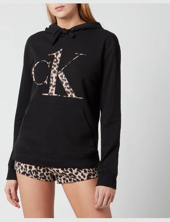 calvin klein leopard infill hoodie