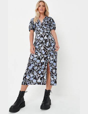 Missguided plus wrap midi outlet dress in floral print