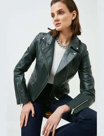 Shop Karen Millen Women's Green Leather Jackets up to 80% Off | DealDoodle