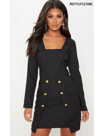 Prettylittlething tuxedo military blazer clearance dress