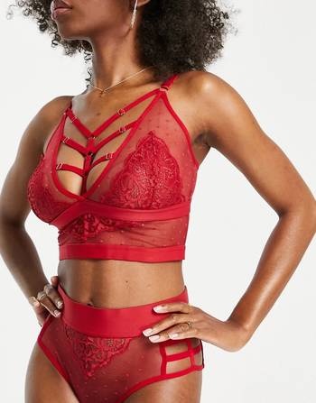 Tutti Rouge Fuller Bust Aura mesh and lace detail triangle bralette with  front fastening detail in violet