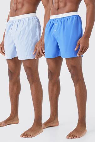 BoohooMAN 3 Pack Ofcl Woven Boxer Shorts in Blue for Men