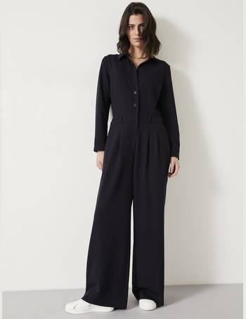 HUSH V-Neck Cotton Jersey Jumpsuit, Black, 4