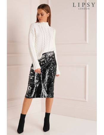 Lipsy premium brushed outlet sequin midi skirt