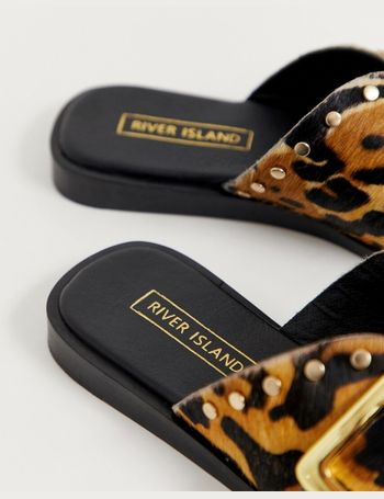 River island leopard slippers hot sale