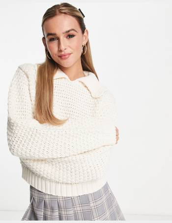 Monki Agata batwing knit jumper in off white